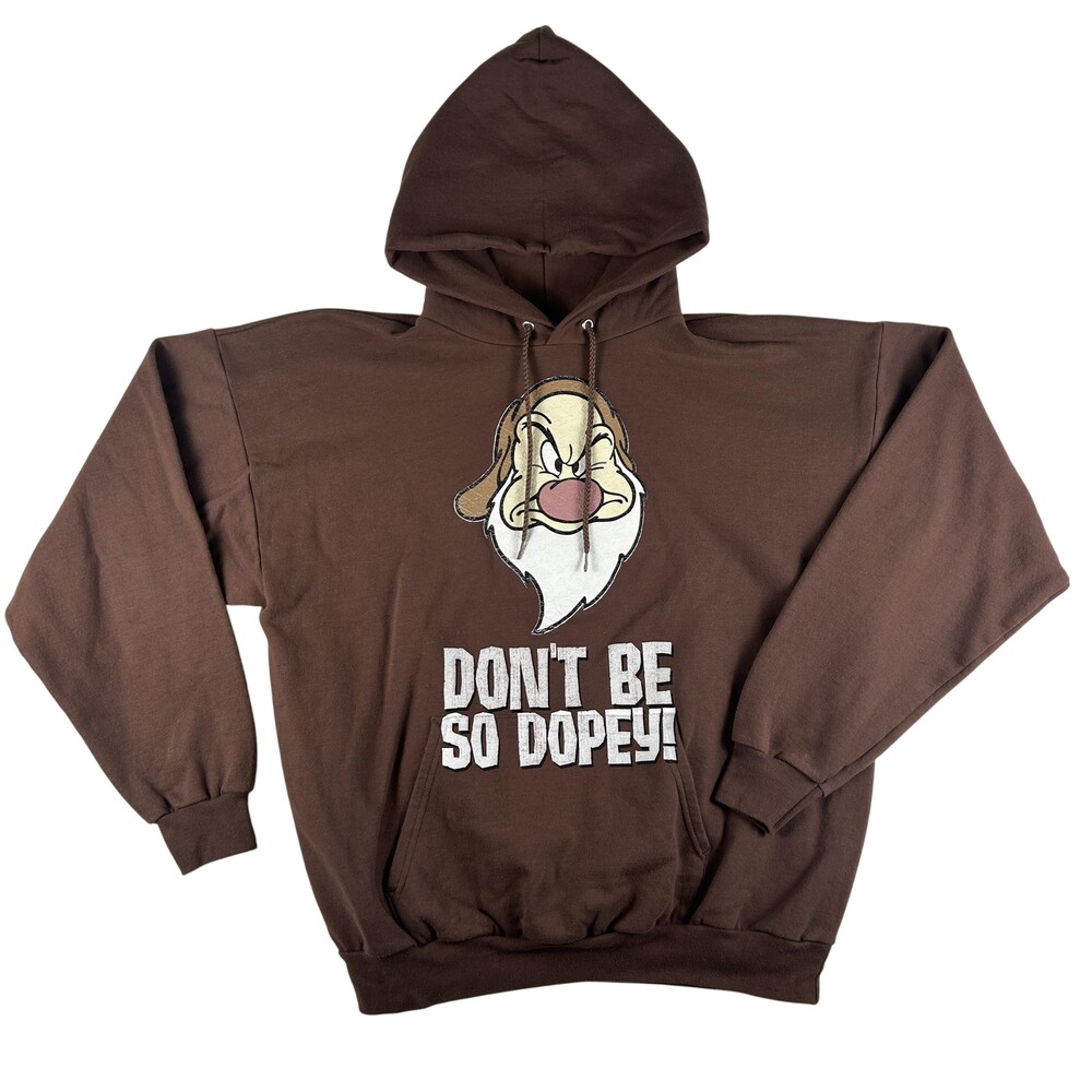 Disney Grumpy Hoodie Mens XL Brown Pullover Fleece Sweatshirt Don't Be So Dopey